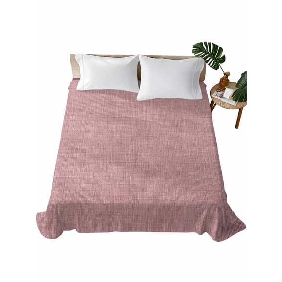 Twin Flat Sheet 66"x96", Vintage Nude Pink Soft Lightweight Bedding Flat Sheets Only, Farmhouse Retro Solid Color Linen Texture Brushed Microfiber Top Bed Sheet, Breathable StainResistant Bedsheets