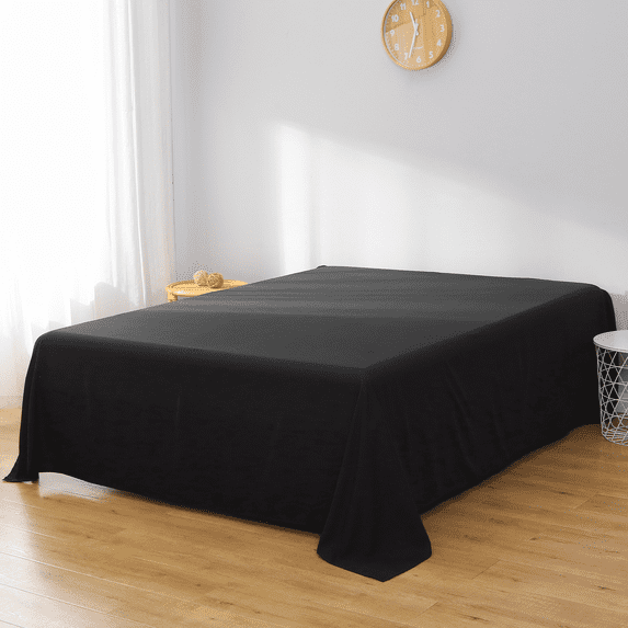 Twin Flat Sheet, Hotel Luxury Bedding Top Sheet - Ultra-Soft - Wrinkle, Fade, Stain Resistant, 1 Twin Size Flat Sheet Only (Twin, Black)