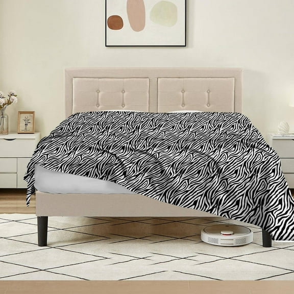 Twin Flat Sheet Only, 1 Piece, 800 Thread Count, 100% Egyptian Cotton, Sateen Weave, Soft & Breathable, Zebra Print , Hotel Quality