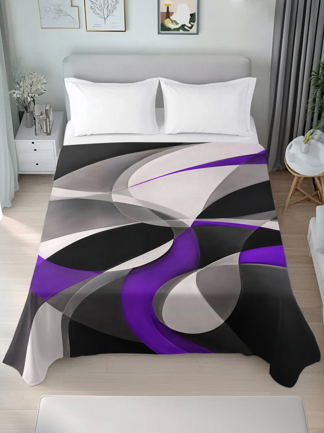 Abstack Sheef Twin Flat Sheet Only Abstract Geometric Art Soft Microfiber Cooling ...