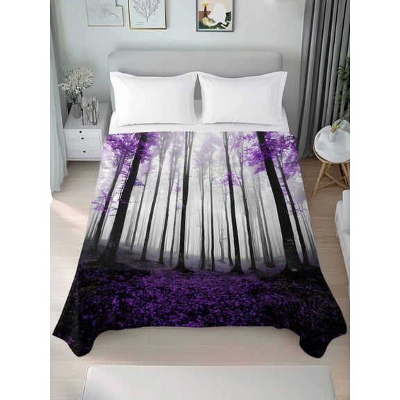 Twin Flat Sheet Only Autumn Thanksgiving Maple Trees Soft Microfiber Cooling Bedding Sheets Purple Country Leaves Flat Bed Sheet