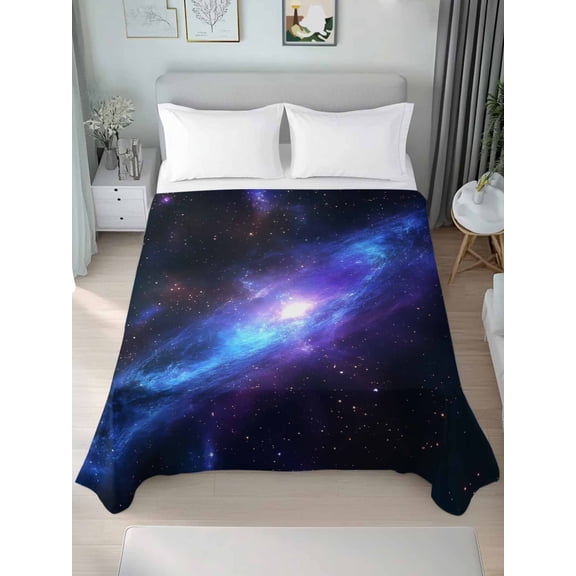 Twin Flat Sheet Only Cosmic Blue Purple Soft Microfiber Cooling Bedding Sheets Galaxy Background Flat Bed Sheet for Hotel Home Decor