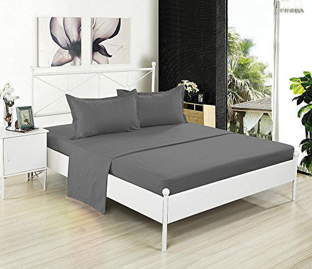 Twin Flat Sheet Only - Soft & Comfy 100% Cotton- By Crescent Bedding (Twin , Grey)