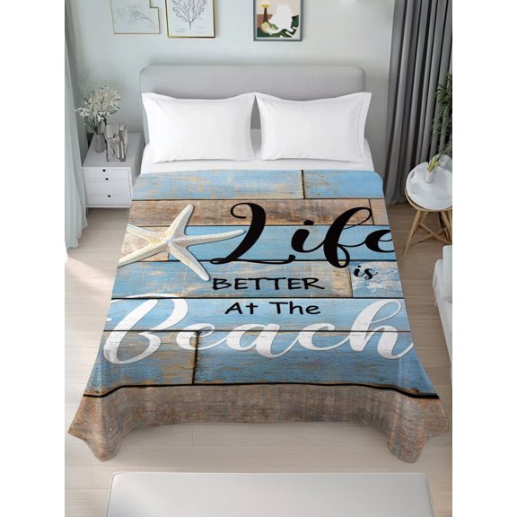Twin Flat Sheet Only Starfish Summer Beach Better Life Soft Microfiber Cooling Bedding Sheets Farm Vintage Wood Board Flat Bed Sheet