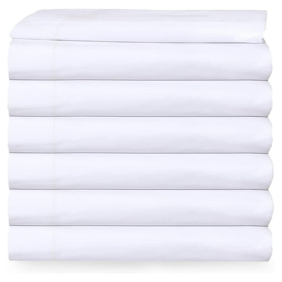 Twin Flat Sheet only Pack of 6 Bulk (66 x 108 Inches) White Polycotton T-200 Percale Weave - Top Bed Sheet for Home Bedding, Hospital, Massage Table Hotel, Easy Care, Soft Feel