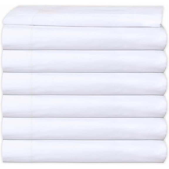 Twin Flat Sheet only Pack of Bulk White Polycotton Percale Weave - Top Bed Sheet for Home Bedding, Hospital, Massage Table Hotel, Easy Care, Soft Feel