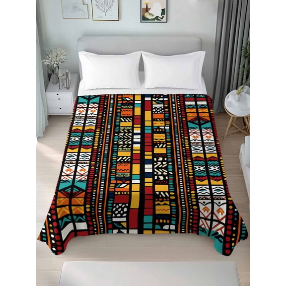 Twin Flat Sheet Only Retro Indian Bohemian Line Soft Microfiber Cooling Bedding Sheets Abstract Boho Geometric Art Flat Bed Sheet for Hotel,Home Decor