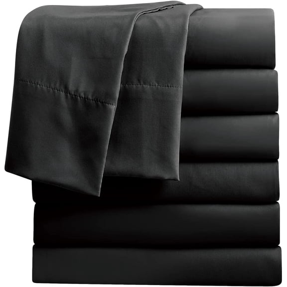 Twin Flat Sheets Only, Pack of 6, Soft Microfiber Bedding Sheets for Home, Salons, Hotels, Bulk Flat Sheets Only Twin Size (Black)