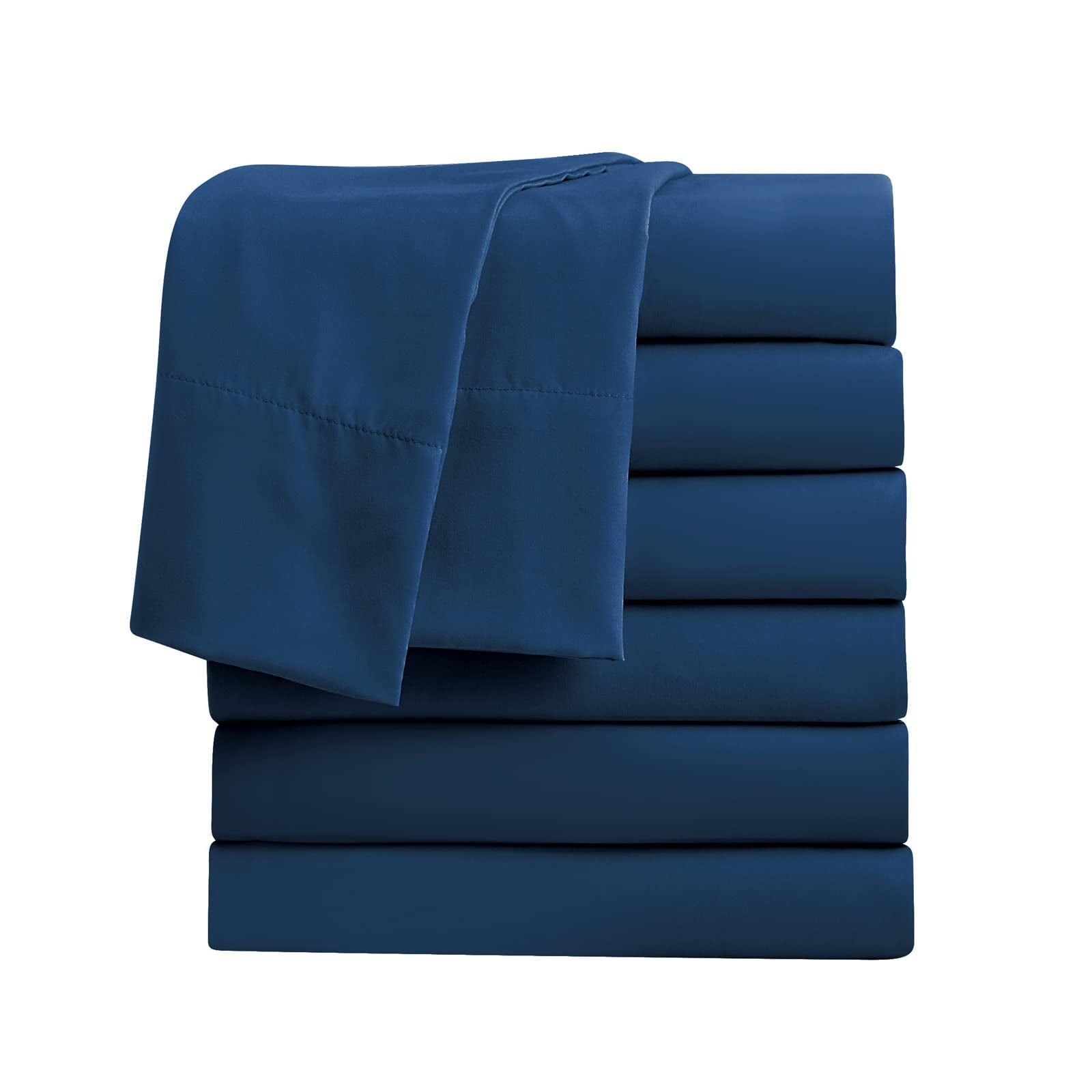 Twin Flat Sheets Only, Pack of 6, Soft Microfiber Bedding Sheets for