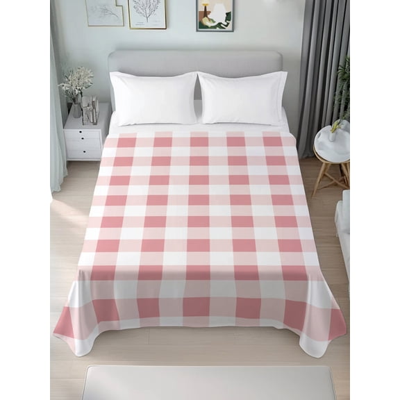 Twin Flat&nbsp;Sheet&nbsp;Only Modern Pink Plaid Checker Soft&nbsp;Microfiber&nbsp;Cooling&nbsp;Bedding&nbsp;Sheets Minimalist Lattice Texture Flat&nbsp;Bed&nbsp;Sheet