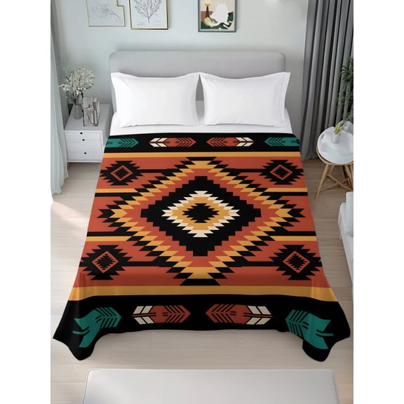 Twin Flat Sheet Only Southwest Aztec Tribe Texture Soft Microfiber Cooling Bedding Sheets Abstract Ethnic Geometric Art Flat Bed Sheet