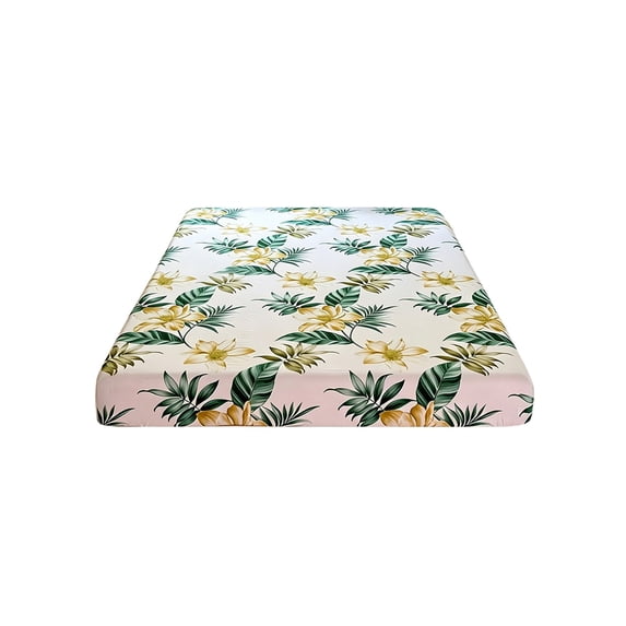 Twin Floral Fitted Sheet - Soft Microfiber Bed Sheet, Shrink & Fade Resistant, Breathable Botanical Print Bottom Sheet (L, 59.06x78.74")