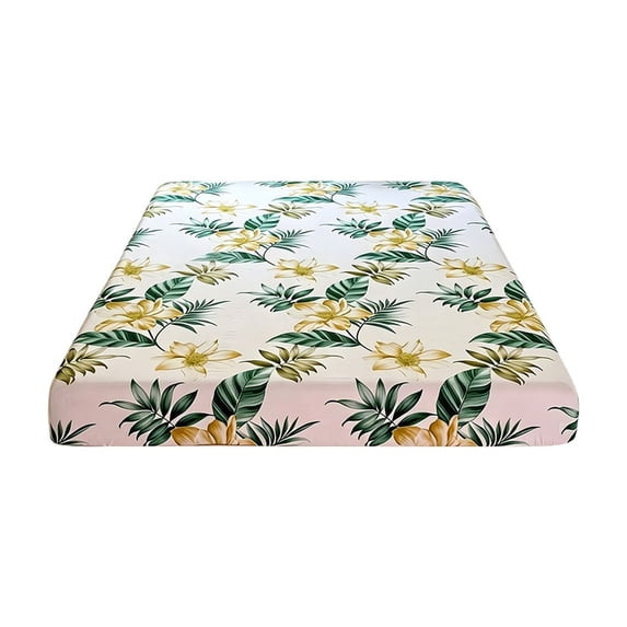 Twin Floral Fitted Sheet - Soft Microfiber Bed Sheet, Shrink & Fade Resistant, Breathable Botanical Print Bottom Sheet (S, 35.43x78.74")