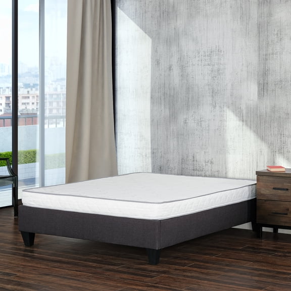 Twin Foam Mattress, 6 Inch Firm Reversible High-Density Polyurethane Foam Mattress in a Box, White Polyester Cover, 39" x 75", for Bedroom Platform, Bunk, or Trundle Beds