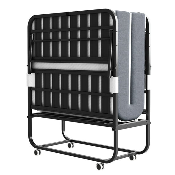 Twin Folding Bed With Comfortable Gel Memory Foam Mattress - Portable Extra For Guests, Metal Frame, 75" X 38 38" Soft Foldable Small Spaces, Construction