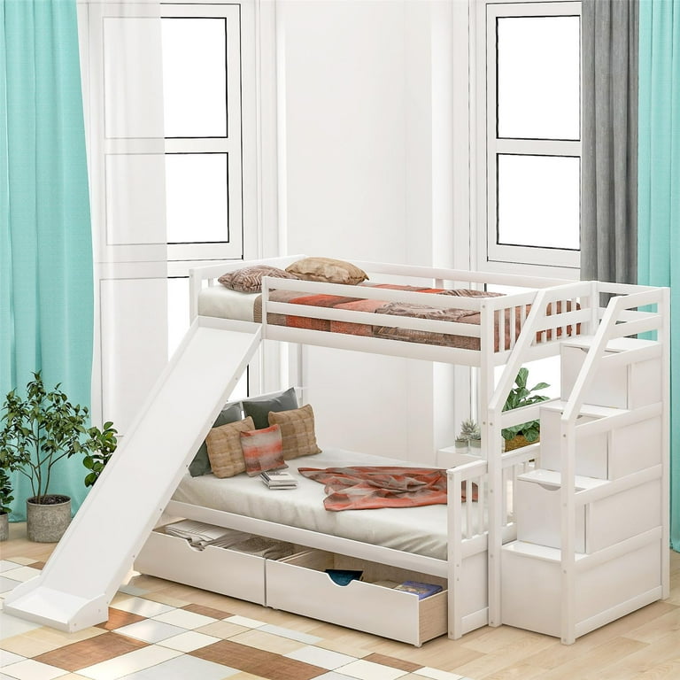 Kids bunk hot sale beds with drawers