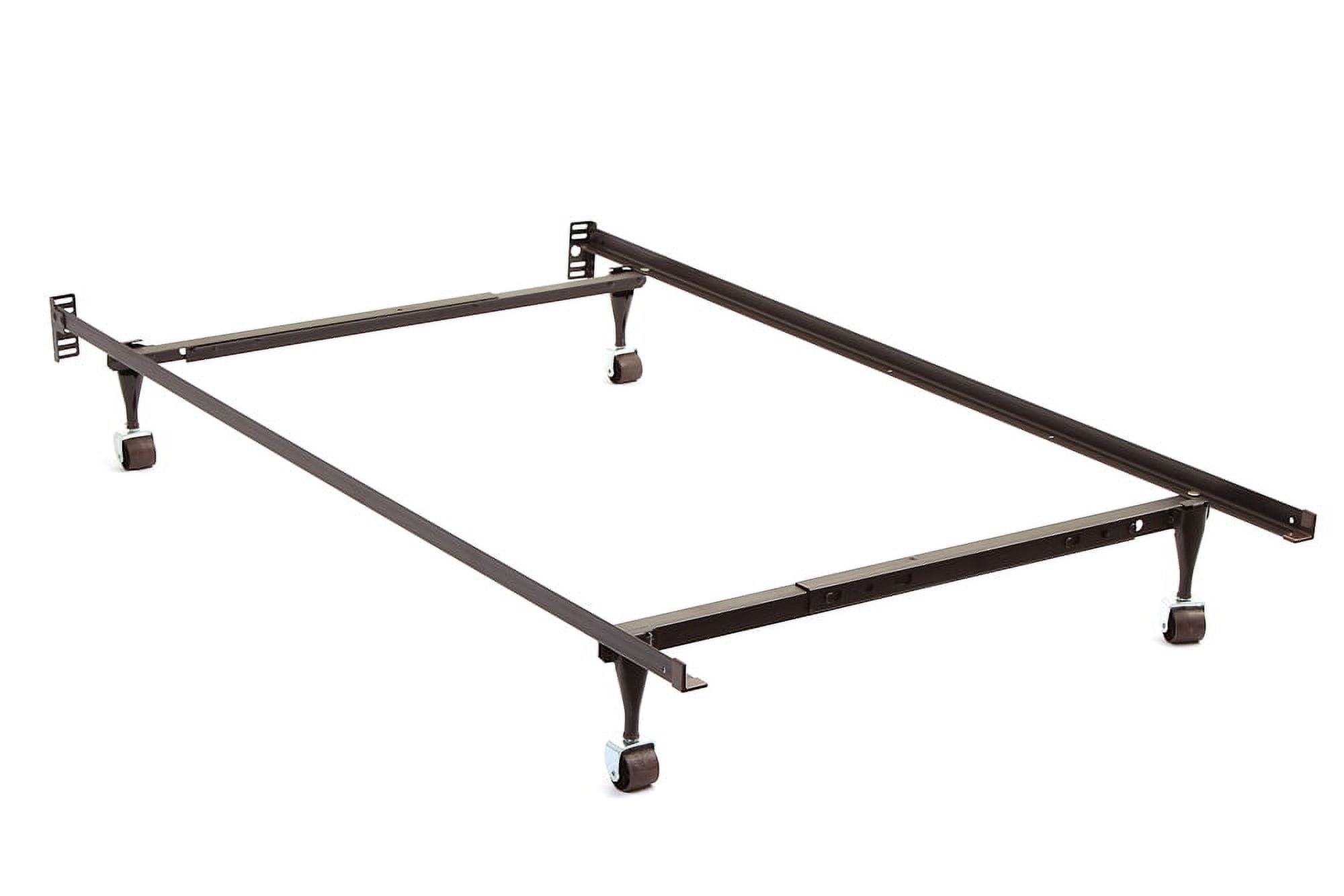 Adjustable Black Metal Twin to Full Bed Frame with Wheels