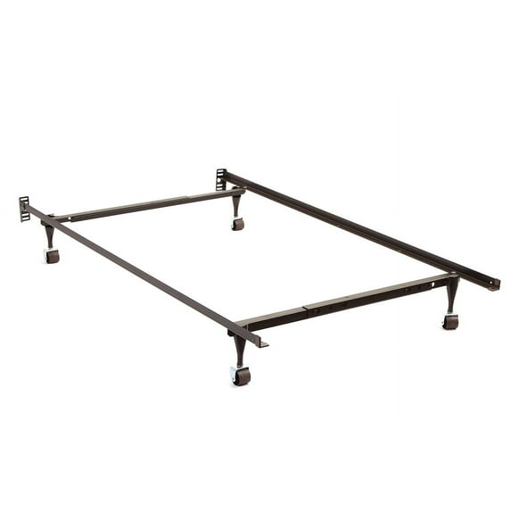 Twin/Full Metal Adjustable Bed Frame with Rug Roller Wheels