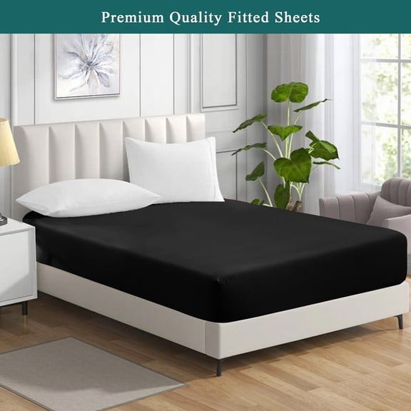 Twin Full Queen King Fitted Sheet Elastic Deep Pocket 16" Microfiber Bed Sheets