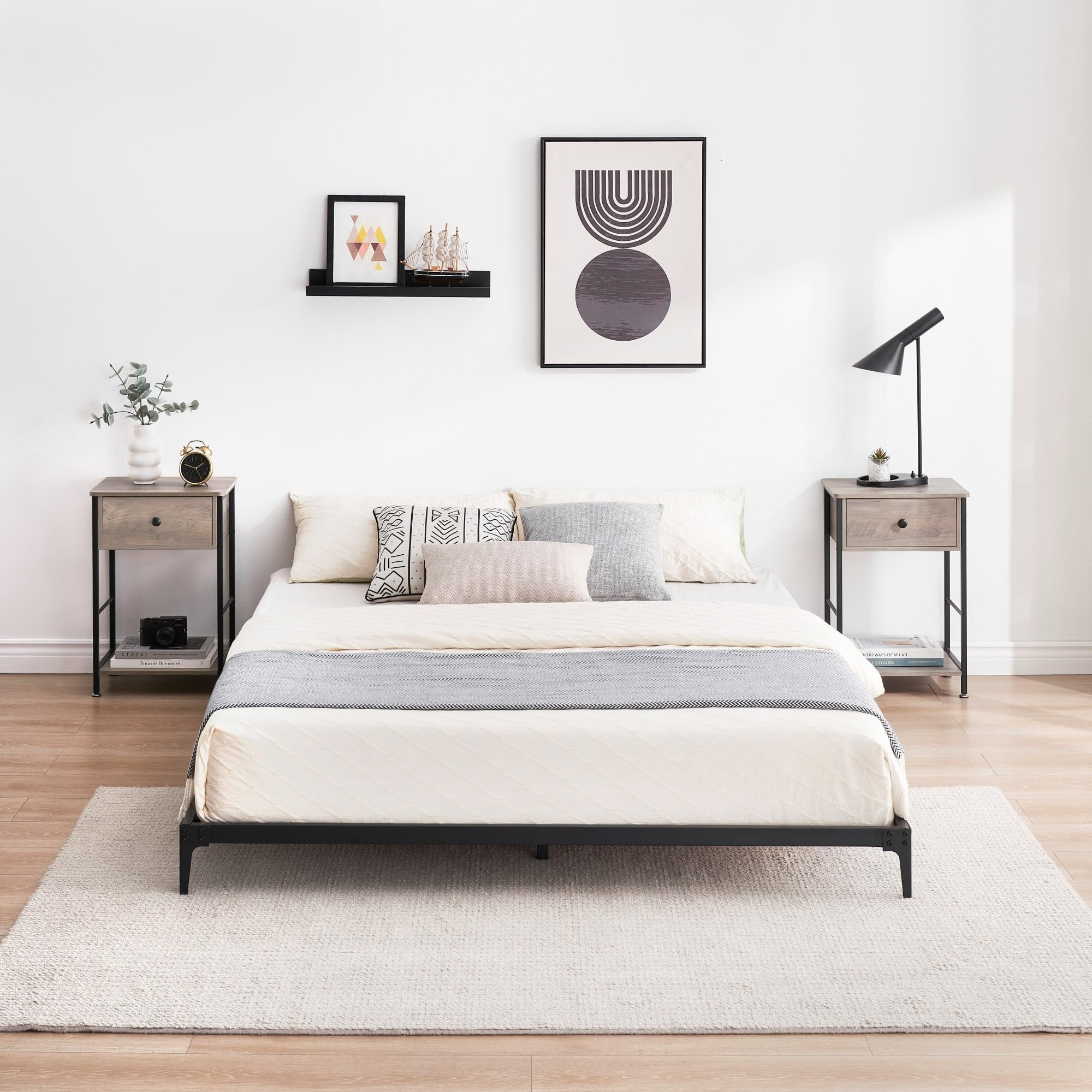 Twin/Full/Queen/King Size Bed Frame, Sturdy Metal Platform Bed Frame with Under Bed Storage, Heavy Duty Steel Slat Support, No Box Spring Needed, Easy Assembly, Suitable for Bedroom