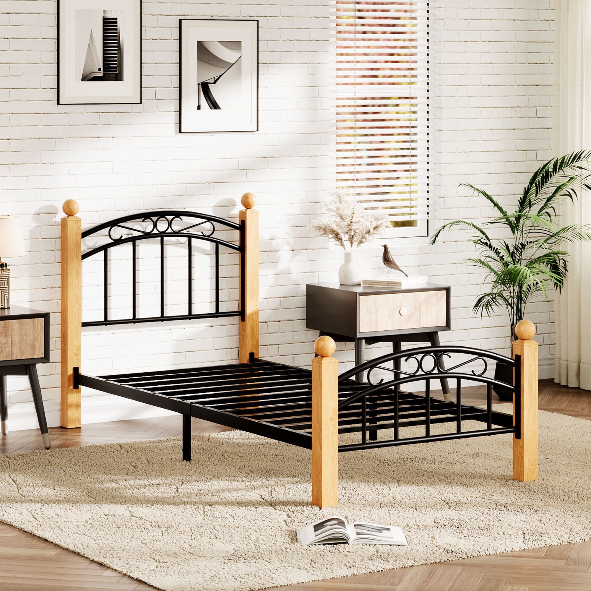 Twin/Full/Queen/King Size Platform Bed Frame with Headboard, 10-Inch Under-Bed Storage, Metal & Noise-Free Design, No Box Spring Needed