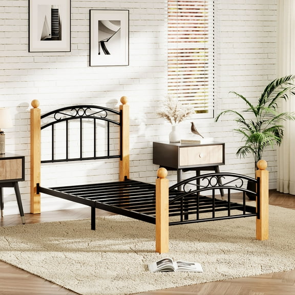 Twin/Full/Queen/King Size Platform Bed Frame with Headboard, 10-Inch Under-Bed Storage, Metal & Noise-Free Design, No Box Spring Needed