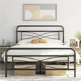 thumbnail image 1 of Twin/Full/Queen Metal Bed Frame Mattress Foundation Criss-Cross Design Headboard, 1 of 10