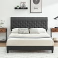 thumbnail image 1 of Twin/Full/Queen Size Bed Frame with Curved Headboard, Fabric Upholstered Platform Bed Frame with Adjustable Headboard, Mattress Foundation, Easy Assembly, No Box Spring Needed, 1 of 8