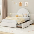 thumbnail image 1 of Twin/Full/ Queen Size Bed Frame with Storage Drawers, Upholstered Boucle Platform Bed with Round Headboard, Heavy Duty & Noise Free, No Box Spring Needed, 1 of 8