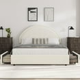 thumbnail image 1 of Twin/Full/Queen Size Boucle Upholstered Platform Bed - Round Headboard & 2 Storage Drawers, Noise-Free Design, No Box Spring Needed, 1 of 6
