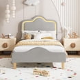 thumbnail image 1 of Twin/Full/Queen Size Princess Platform Bed Frame - Velvet Upholstery, LED Adjustable Headboard & Footboard, Easy Assembly, No Box Spring Needed, 1 of 8