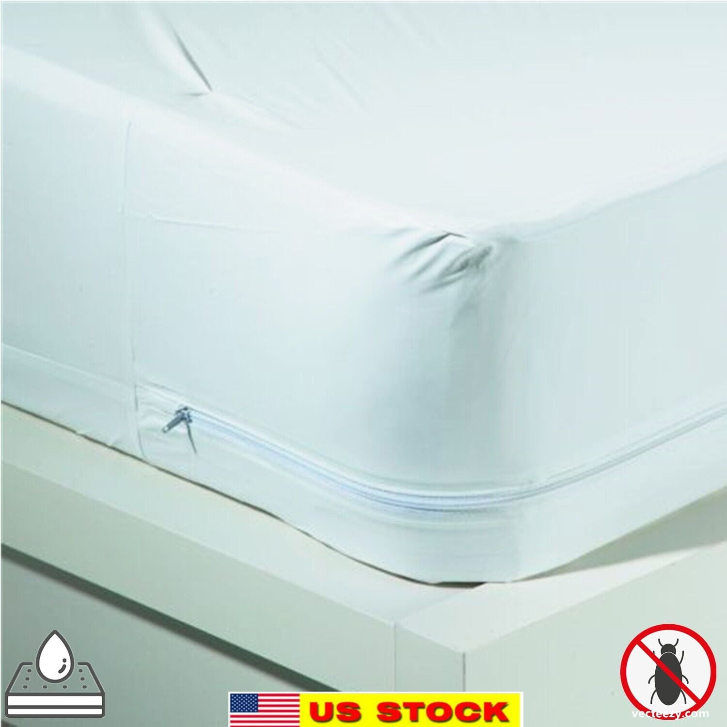 Twin & Full Size Bed Bug Waterproof Zippered Vinyl Mattress Cover 9