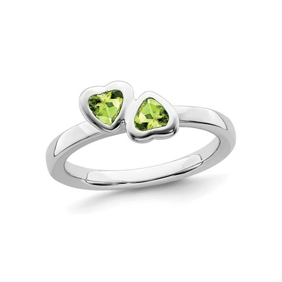 Twin Heart 1/2 Carat (Ctw) Peridot Ring in Sterling Silver