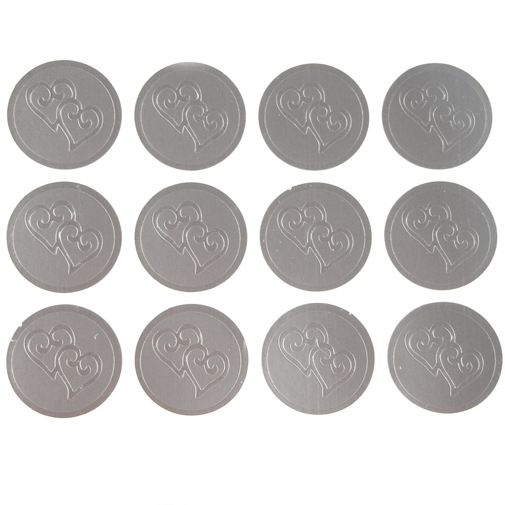 FIREFLY IMPORTS Twin Hearts Print Seal Stickers, 1-inch, 100-count, Silver