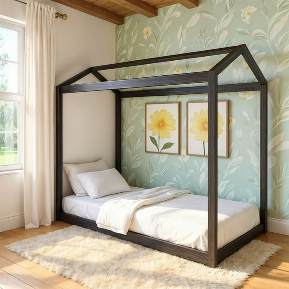 Twin House Bed, Clay