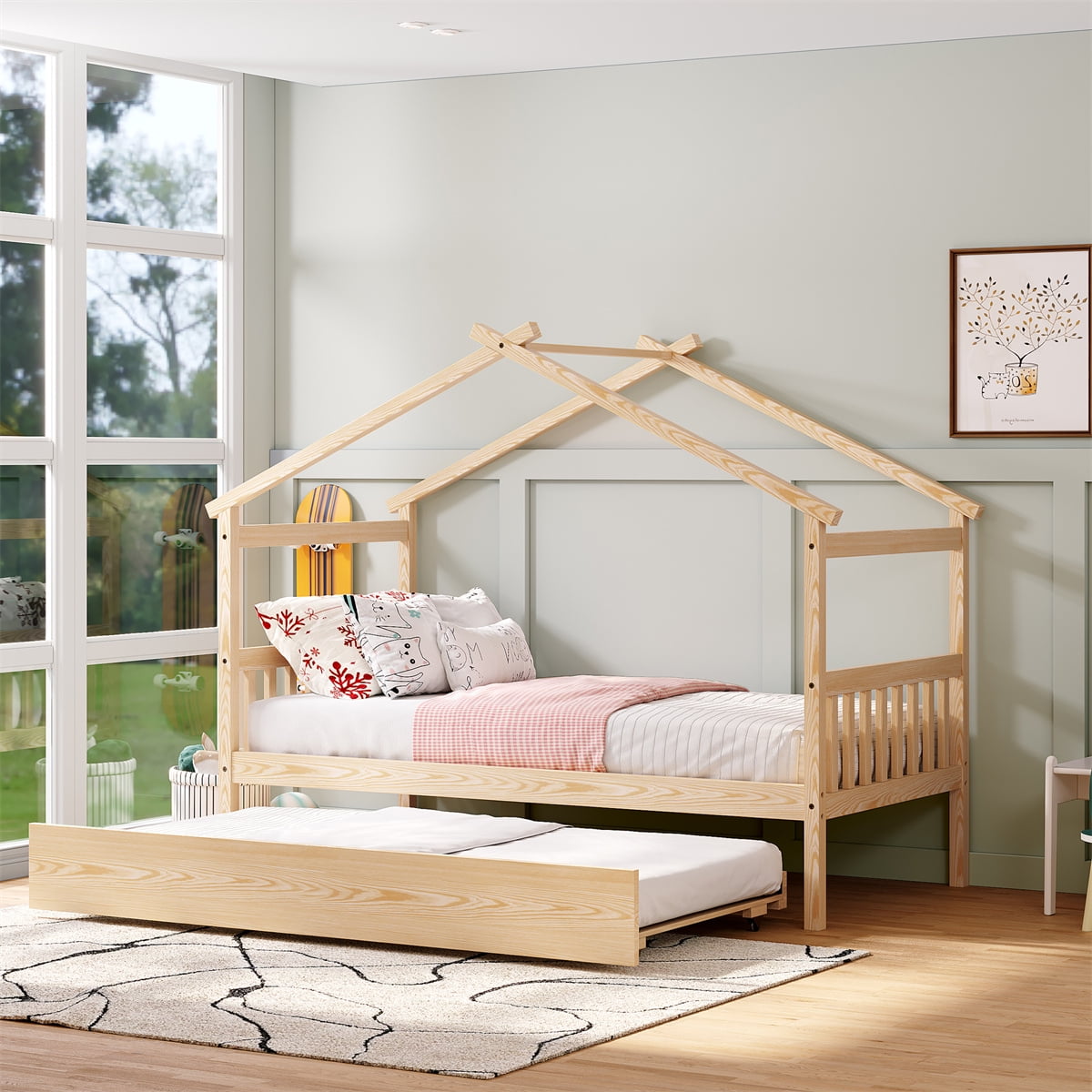 Twin House Bed With Trundle