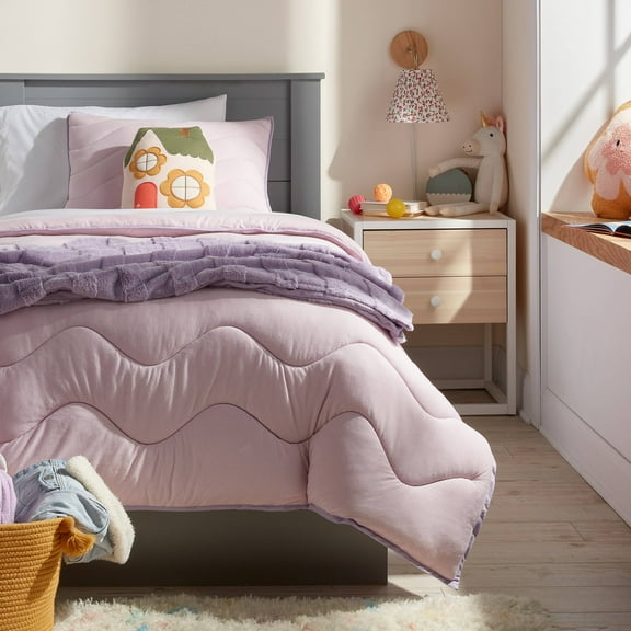 Twin Jersey Wave Kids' Comforter Set Purple