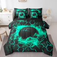 thumbnail image 1 of Twin Basketball Comforter Sets 7-Piece,Turquoise Honeycomb Bedding Set with Sheets Bed in a Bag,Geometry Bed Sheets Set,Sports Ball Game Down Comforter with 2 Pillow Covers, 1 of 5