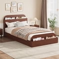 thumbnail image 1 of Twin Bed Frame with Storage Headboard & Footboard - Low Profile Wood Platform Bed, Sturdy Wood Slats, No Box Spring Needed, Walnut, 1 of 7