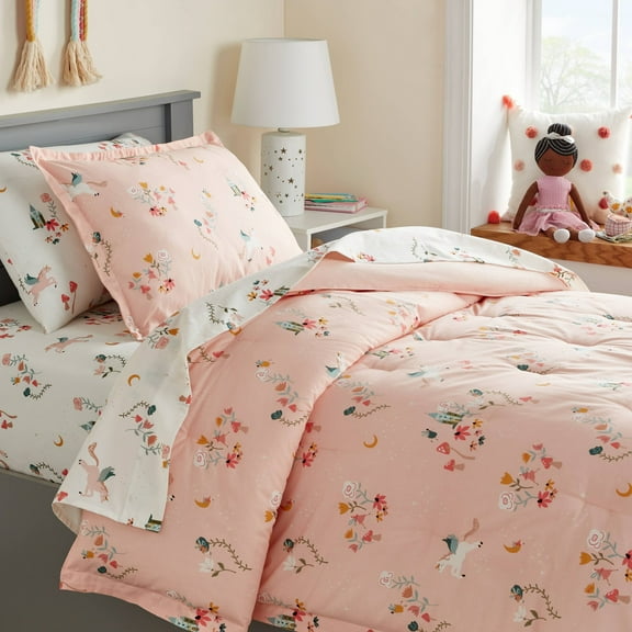 Twin Kids' Comforter Set Pegasus Print: OEKO-TEX Certified, Animal Print, Twin Bedding