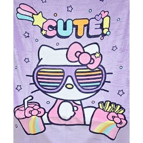 Twin Kids Raschel Blanket Hello Kitty Trendy Kitty Super Soft 60" wide x 80" long
