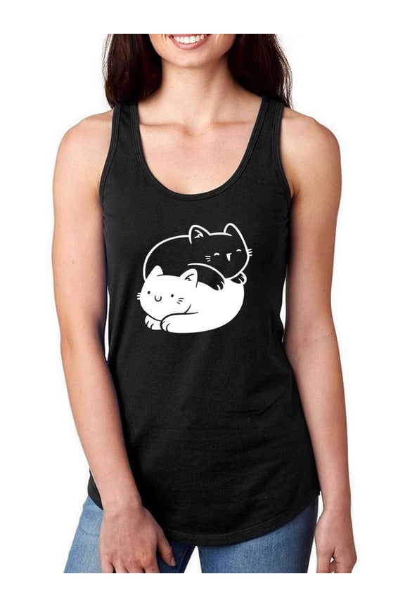 Twin Kittens Cuddling Racerback Tank Women -Smartprints Designs, Female Large