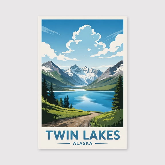 Twin Lakes Travel Print Canvas Wall Art, Twin Lakes Wall Hanging Home decor Twin Lakes Canvas Art, Alaska Art Canvas Twin Lakes Canvas-1WN171