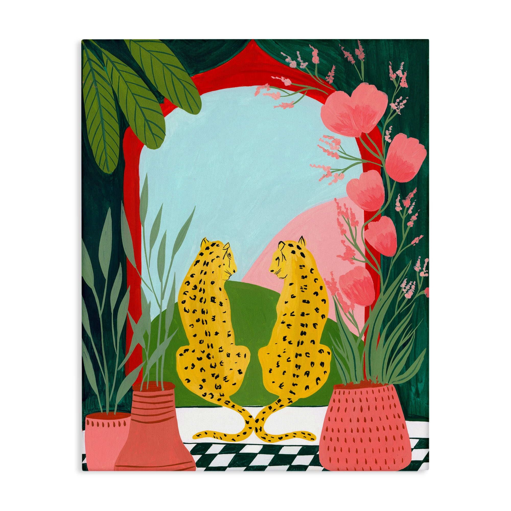 Twin Leopard & Plants Canvas Wall Art, design by Nabeela Rumi