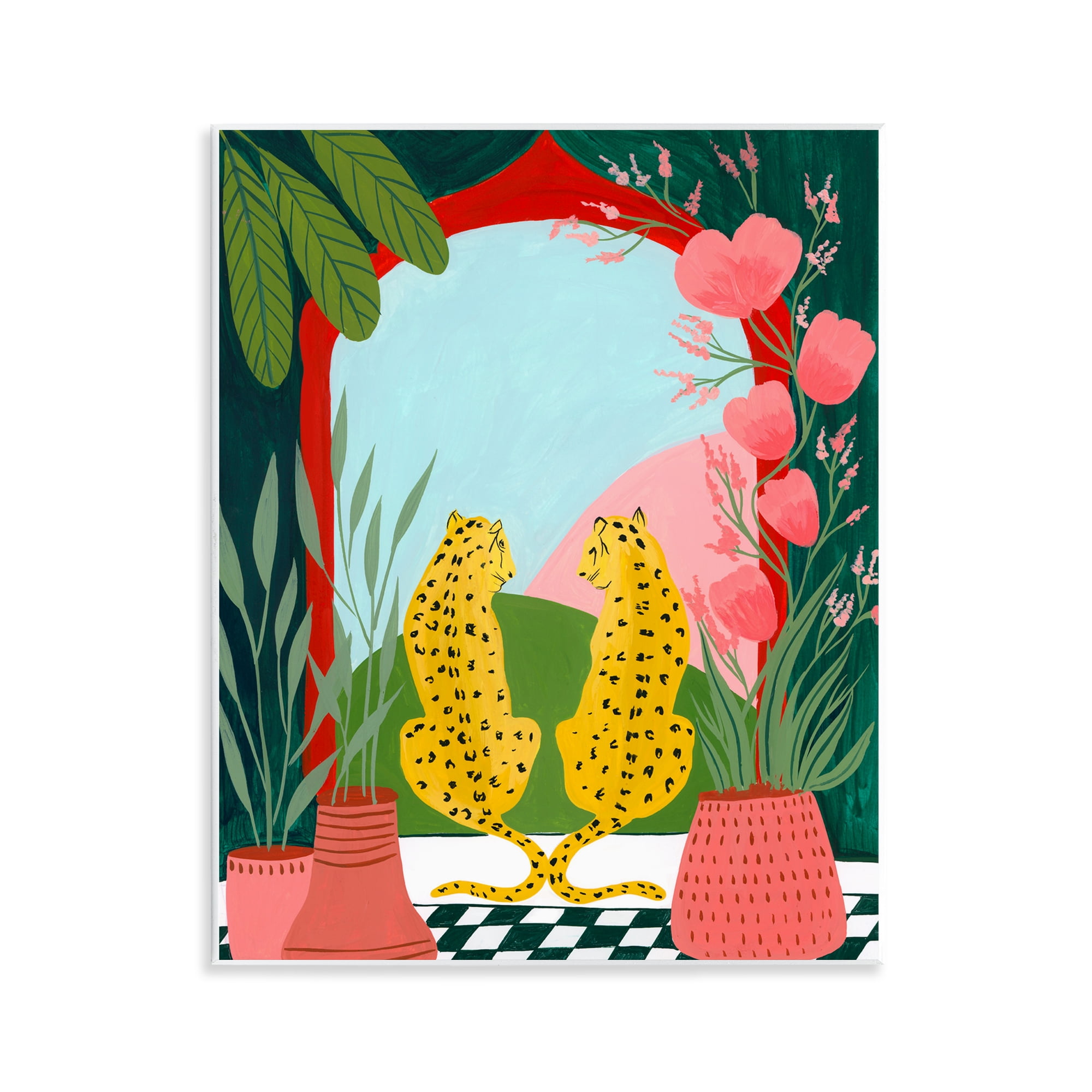 Twin Leopard & Plants Wall Plaque Art, design by Nabeela Rumi