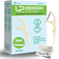 thumbnail image 1 of Twin Line Biodegradable Floss Picks (220 Count) - Compostable Tooth Flossers -Double Thread 2X The Clean | Bonus Travel Case | Thing Thread Glide Easy & Shred-Resistant, 1 of 8
