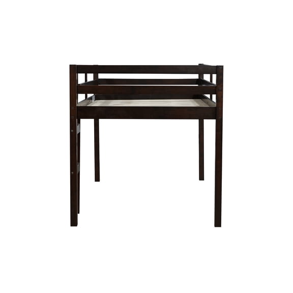 Twin Loft Bed With , Finish, Rubber Wood, Strengthened Platform, Maximize Bedroom Utility Bed, Crafted From Stable Construction Slats, Low Profile For , Organization Options