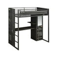thumbnail image 1 of Twin Loft Bed with 1 Door Metal Wardrobe and Mirror, Gray, 1 of 5