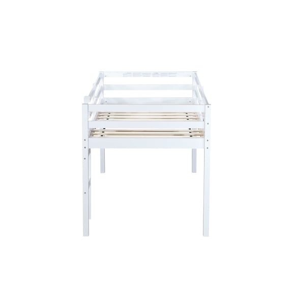 Twin Loft Bed with Ladder - Wide Ladder Steps for Easy Climbing