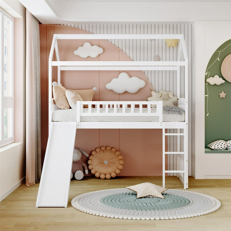 Twin loft 2024 bed with slide